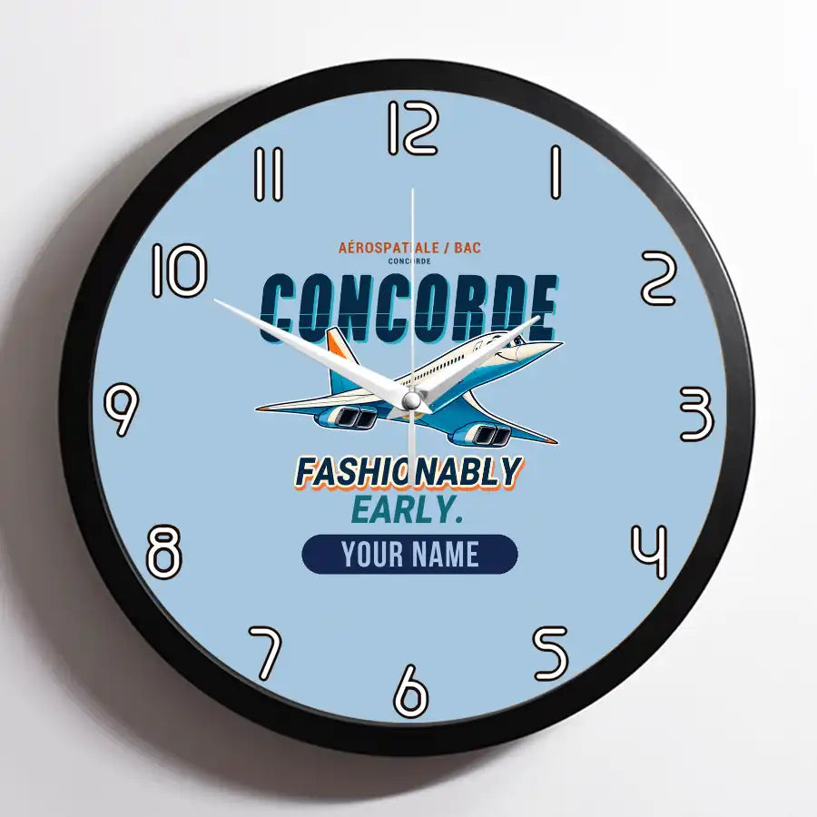 Concorde - Cartoon + Name - Framed - Light Blue