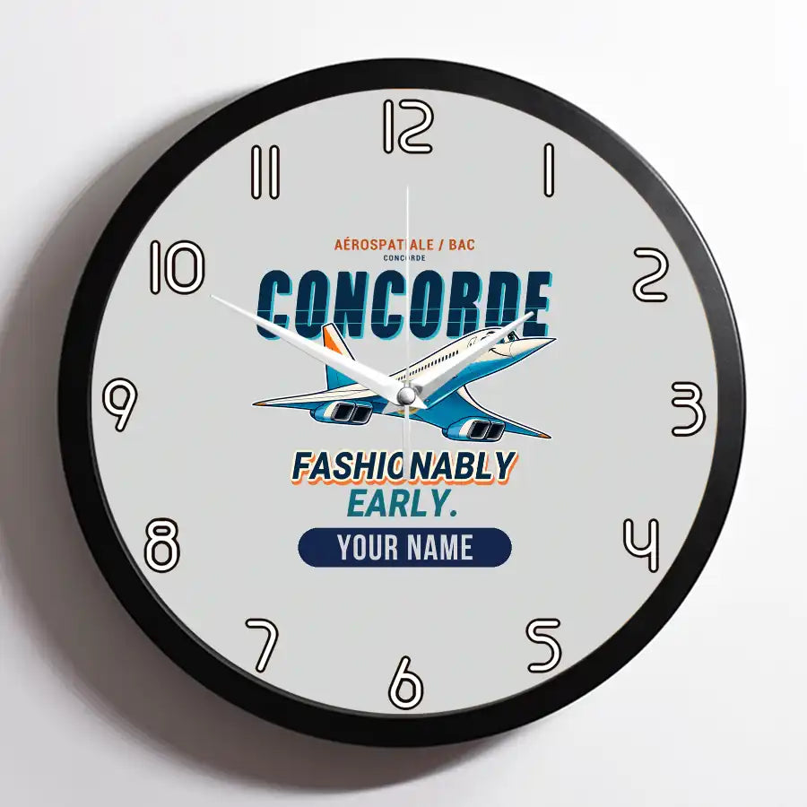 Concorde - Cartoon + Name - Framed - Light Gray