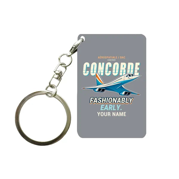 Concorde - Cartoon + Name - Key Chain - Gray