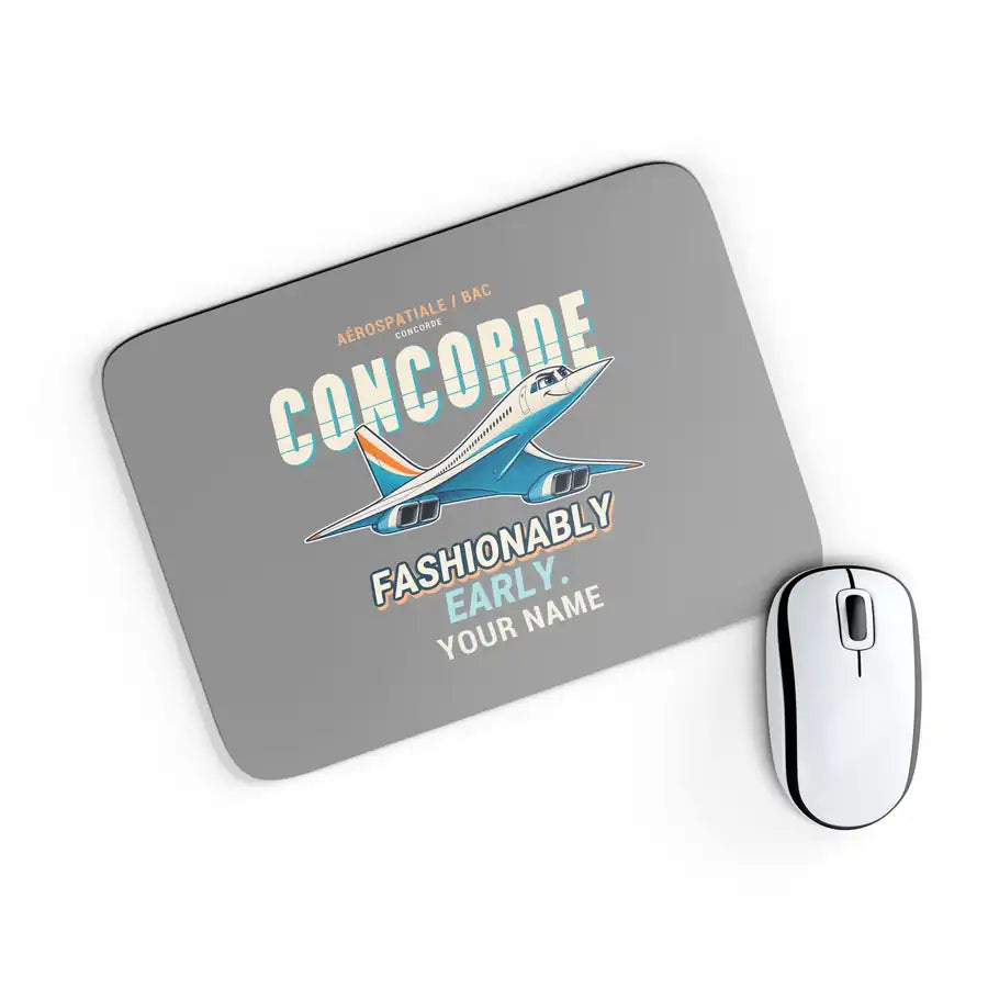 Concorde - Cartoon + Name - Mouse Pad - Gray
