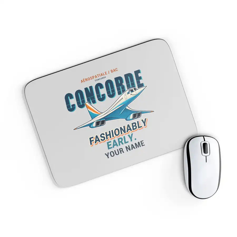 Concorde - Cartoon + Name - Mouse Pad - Light Gray