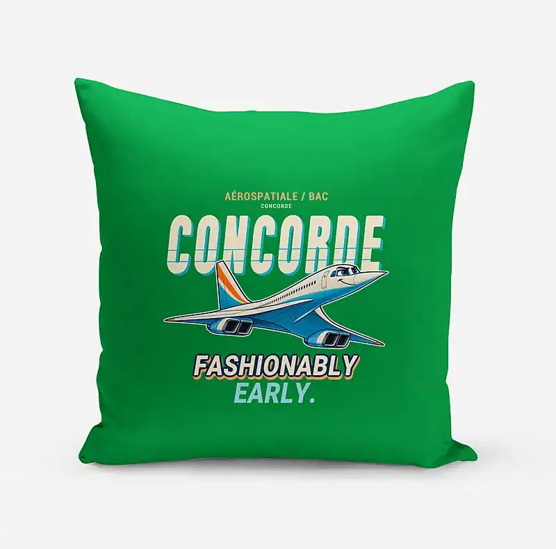 Concorde - Cartoon - Pillow - Green