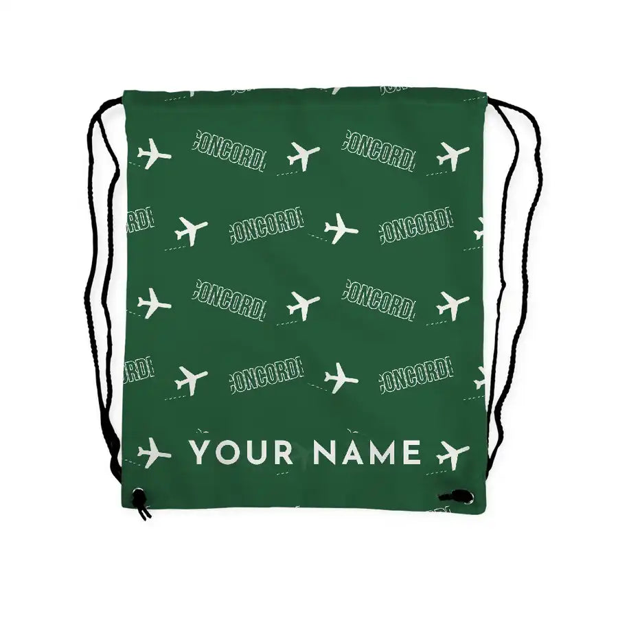 Concorde - Drawstring Bag - 3D Pattern + Name - Green