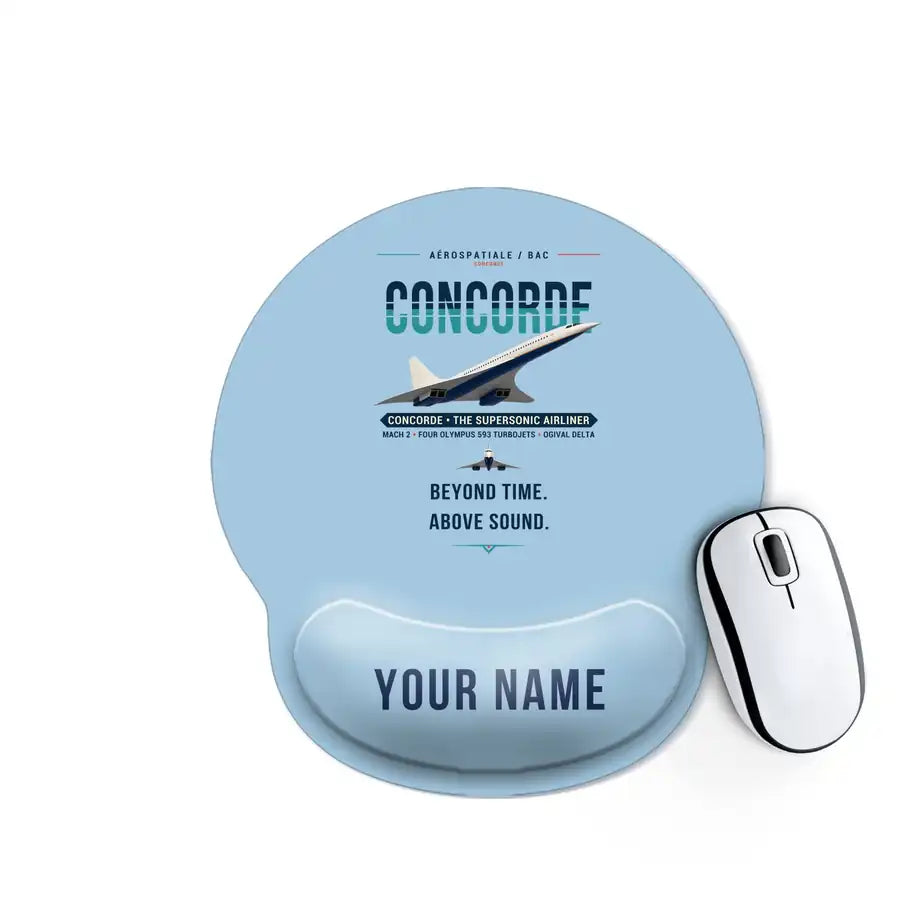 Concorde - Original + Name - Ergonomic Mouse Pad - Light Blue