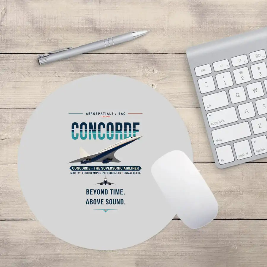 Concorde - Original - Round Mouse Pad - Light Gray