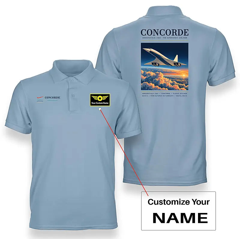 Concorde - Poster - Double-Side Polo - Light Blue + Name