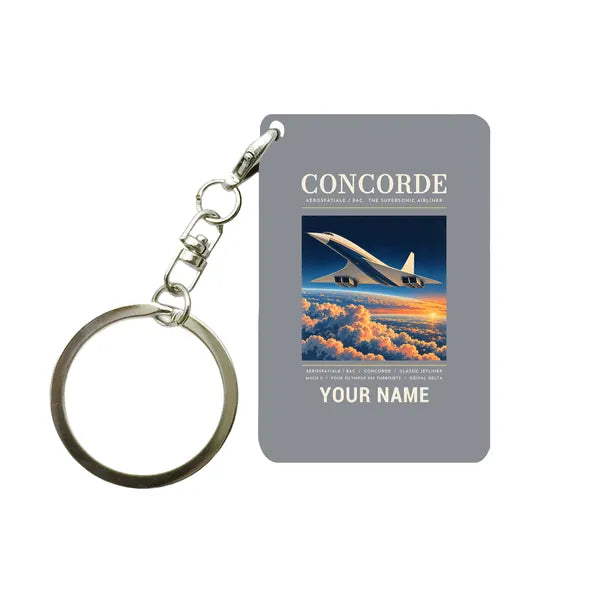 Concorde - Poster + Name - Key Chain - Gray
