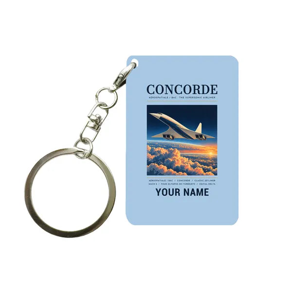 Concorde - Poster + Name - Key Chain - Light Blue