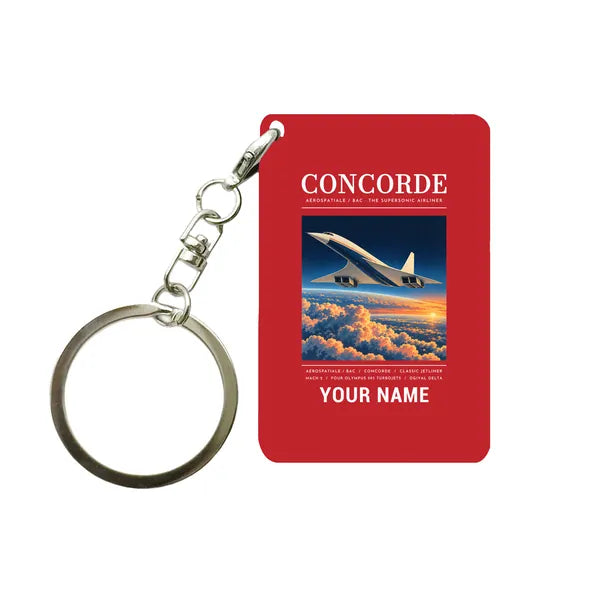 Concorde - Poster + Name - Key Chain - Red