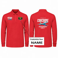 Thumbnail for Concorde Premium Polo T-Shirts - Cartoon + Name - Long Sleeve - Red