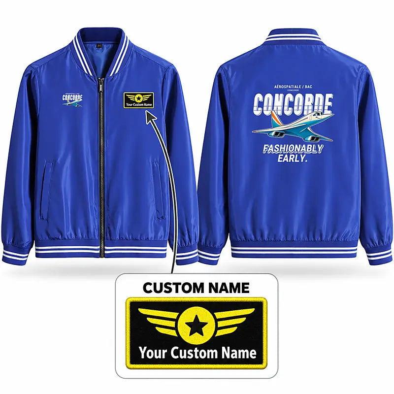 Concorde Stylish Jackets - Baseball Collar - Cartoon + Name - Royal Blue