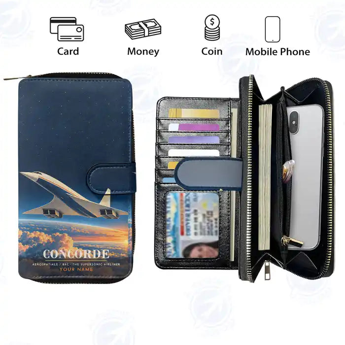 Concorde Leather Wallets - Zip Long Wallet - 3D + Name