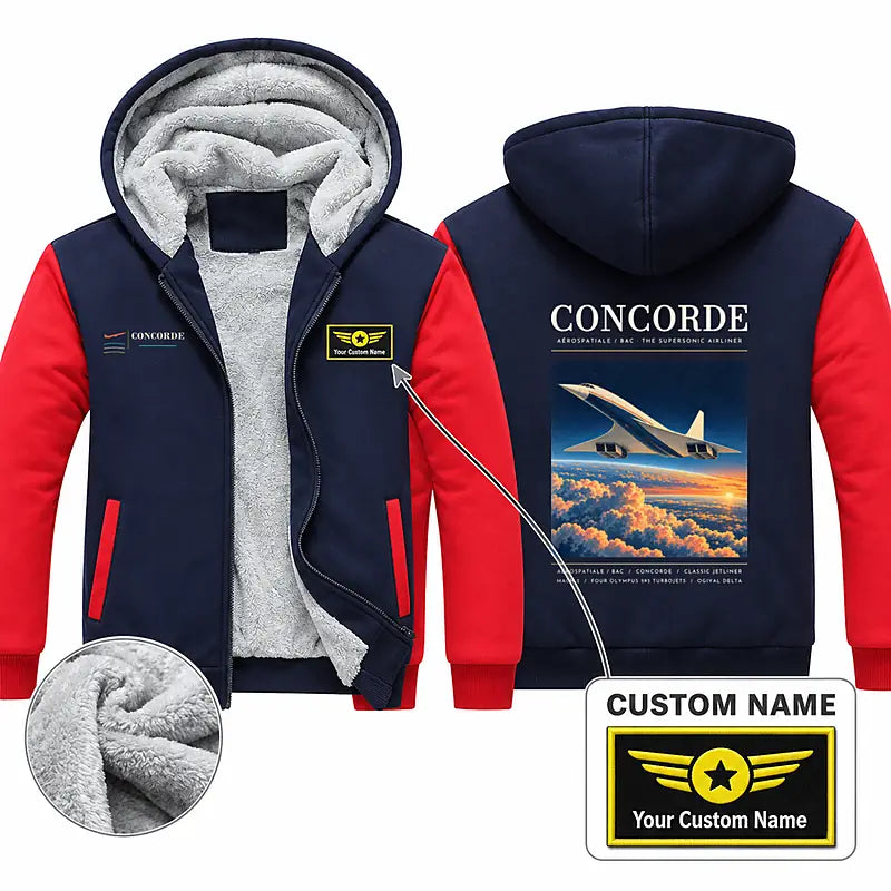 Concorde Zipped Sweatshirts - Poster + Name - Navy & Red