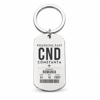 Thumbnail for Constanta Mihail Kogalniceanu Airport CND - Key Chain - Boarding Pass Style - Silver