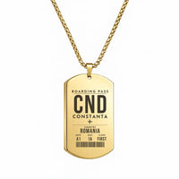Thumbnail for Constanta Mihail Kogalniceanu Airport CND - Necklace - Boarding Pass Style - Gold