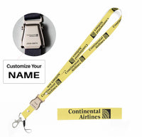 Thumbnail for Continental Airlines seat belt lanyard - yellow with name