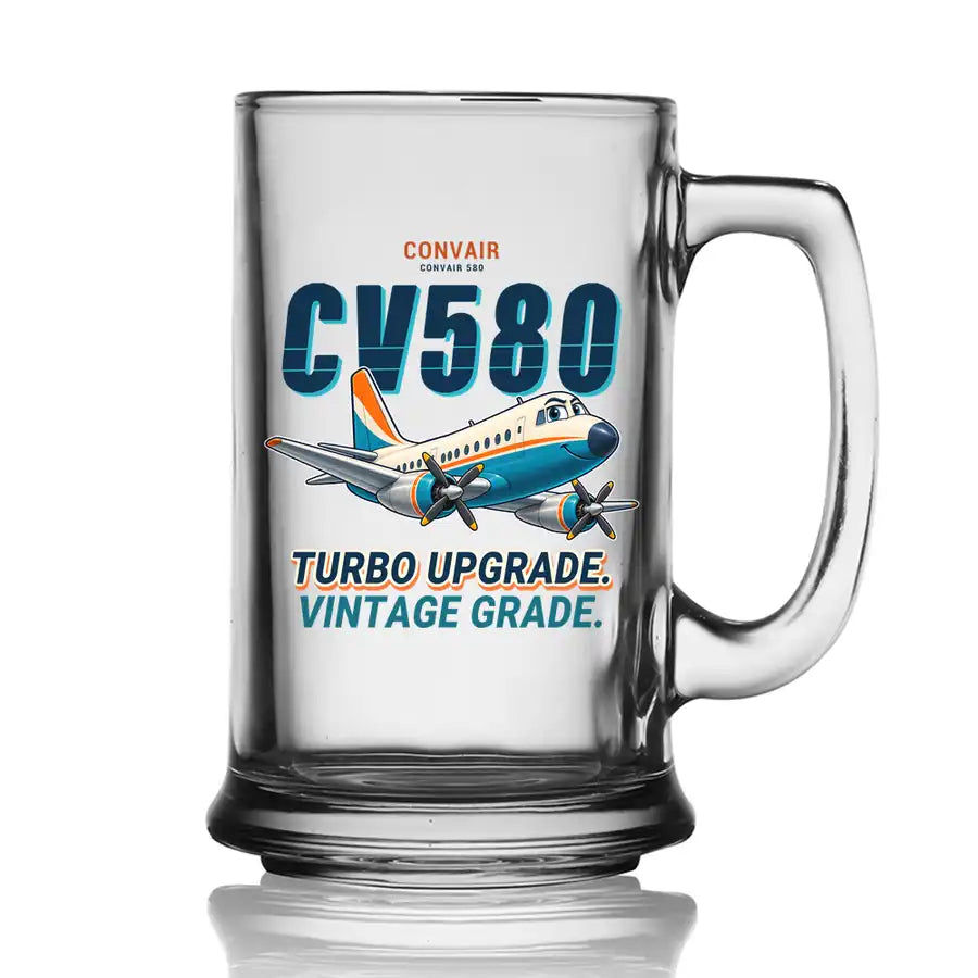 Convair 580 - Cartoon - Beer Glass with Holder