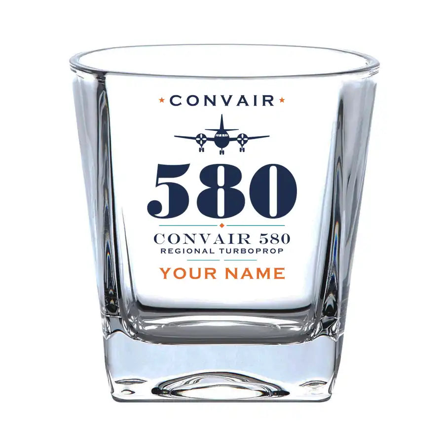 Convair 580 - Heritage + Name - Whiskey Glass