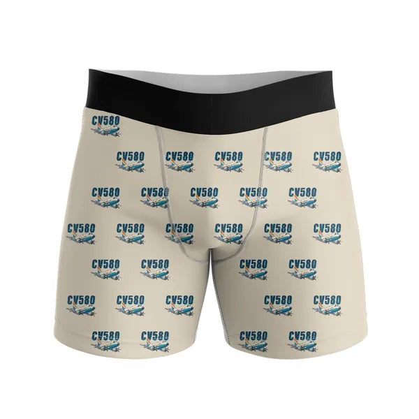 Convair 580 - Men Boxers - Cartoon Pattern - Beige