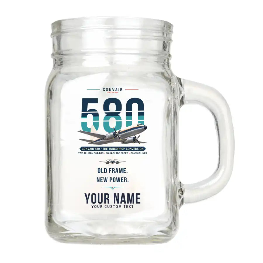 Convair 580 - Original + Name - Cocktail Glass (Mason Jar)
