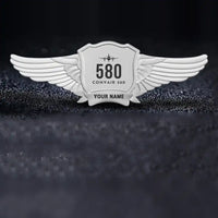 Thumbnail for Convair 580 Pilot Wing Badge - Silver + Name