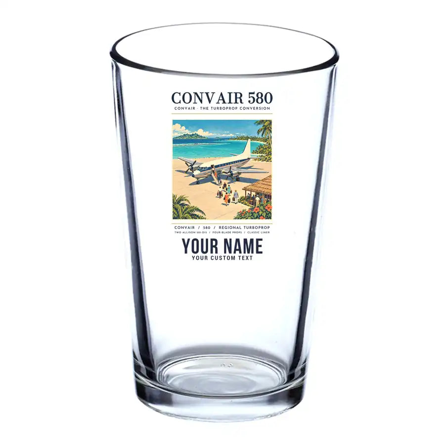 Convair 580 - Poster + Name - Beer & Water Glass