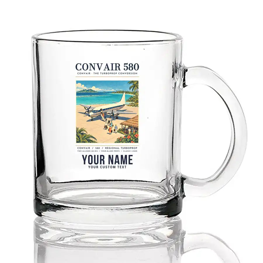 Convair 580 - Poster + Name - Coffee & Tea Glass