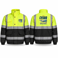 Thumbnail for Convair 580 Reflective Winter Jackets - Cartoon - Fluorescent Yellow & Navy