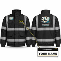 Thumbnail for Convair 580 Reflective Winter Jackets - Cartoon + Name - Black
