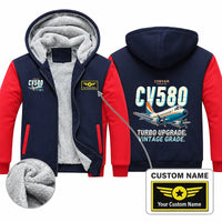 Thumbnail for Convair 580 Zipped Sweatshirts - Cartoon + Name - Navy & Red