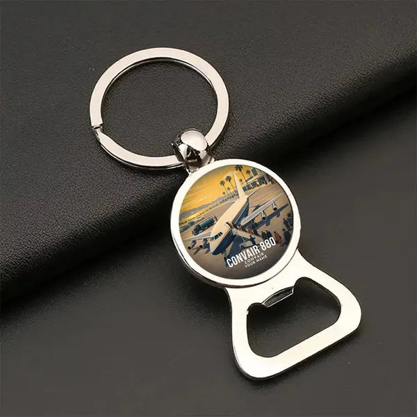 Convair 880 - 3D + Name - Bottle Opener Key Chain - Full Print