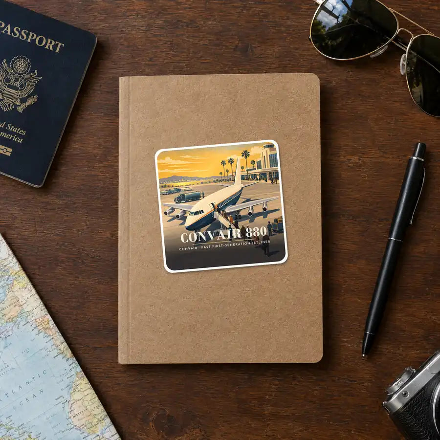 Convair 880 - 3D - Square Sticker - Notebook