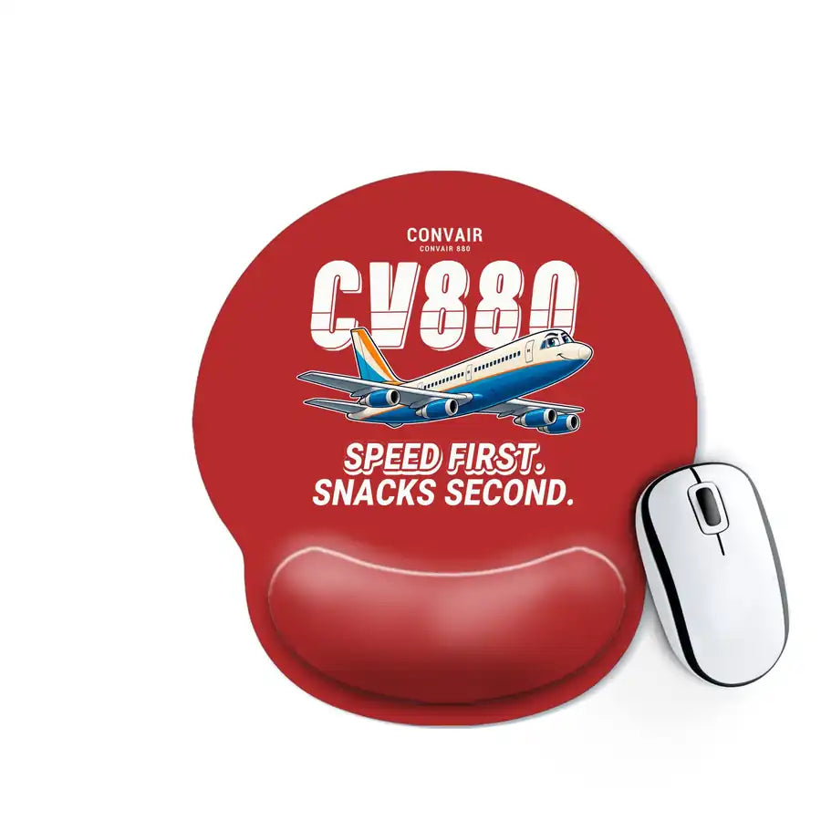 Convair 880 - Cartoon - Ergonomic Mouse Pad - Red
