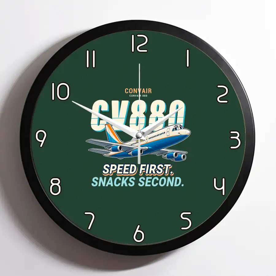 Convair 880 - Cartoon - Framed - Dark Green