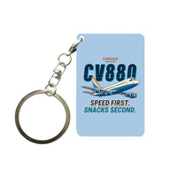 Thumbnail for Convair 880 - Cartoon - Key Chain - Light Blue