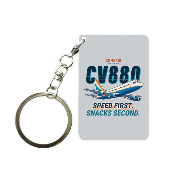 Convair 880 - Cartoon - Key Chain - Light Gray