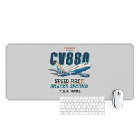 Thumbnail for Convair 880 - Cartoon + Name - Desk Mat - Light Gray