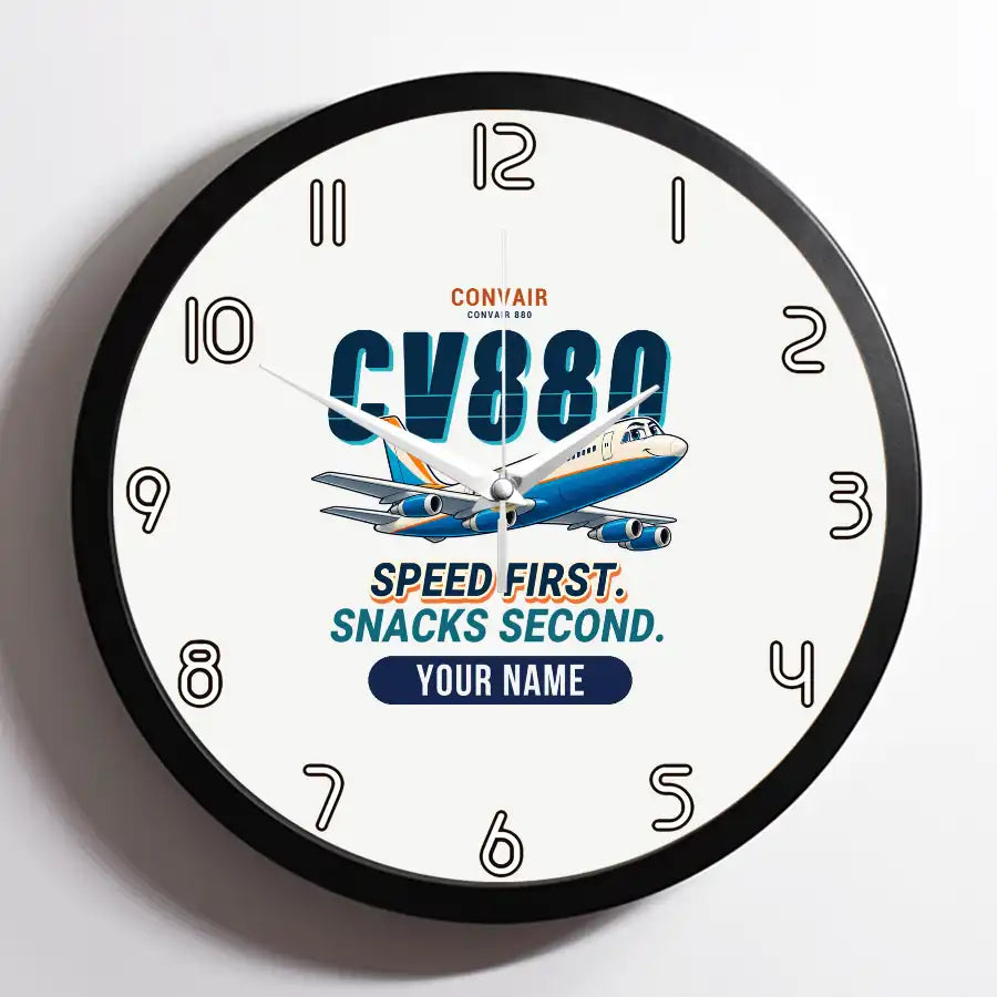 Convair 880 - Cartoon + Name - Framed - White