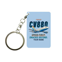Thumbnail for Convair 880 - Cartoon + Name - Key Chain - Light Blue