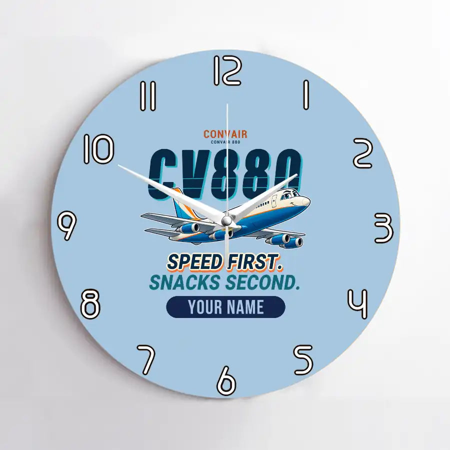 Convair 880 - Cartoon + Name - No Frame - Light Blue
