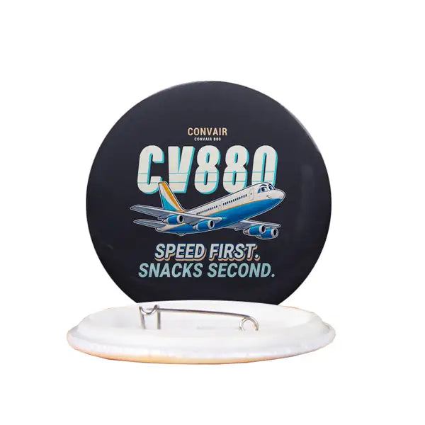 Convair 880 - Cartoon - Pin - Black