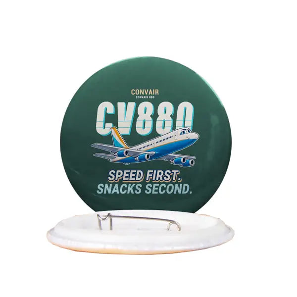 Convair 880 - Cartoon - Pin - Dark Green