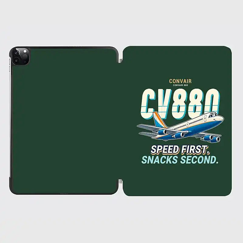 Convair 880 - Cartoon - iPad Case - Dark Green