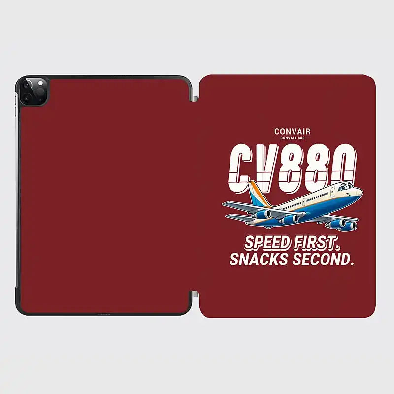 Convair 880 - Cartoon - iPad Case - Dark Red