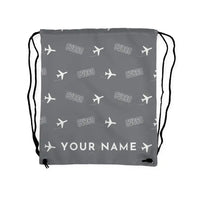 Thumbnail for Convair 880 - Drawstring Bag - 3D Pattern + Name - Gray