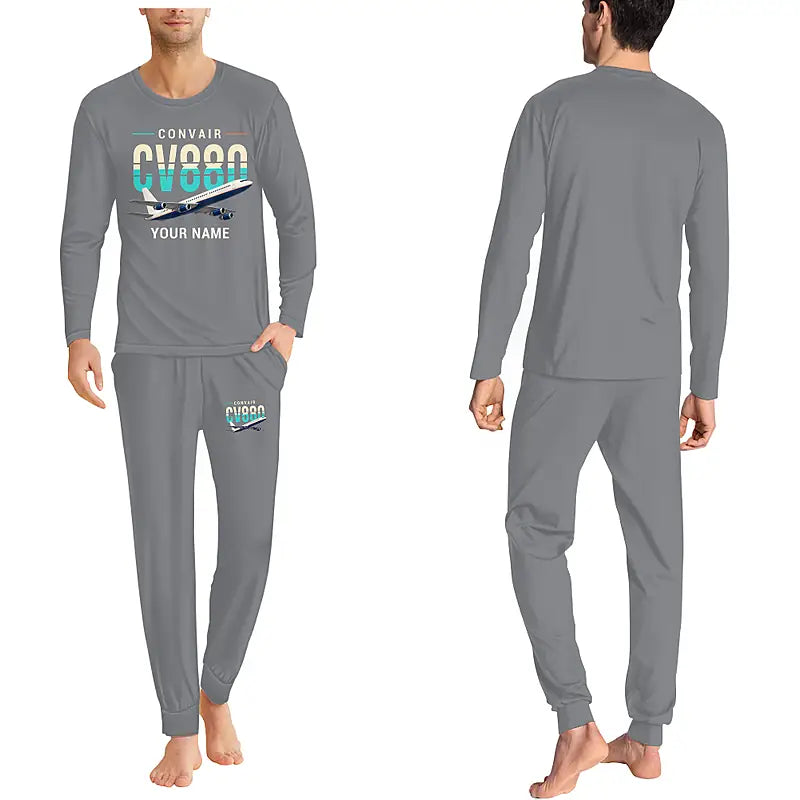 Convair 880 - Men Pajamas - Original Chest + Name - Gray
