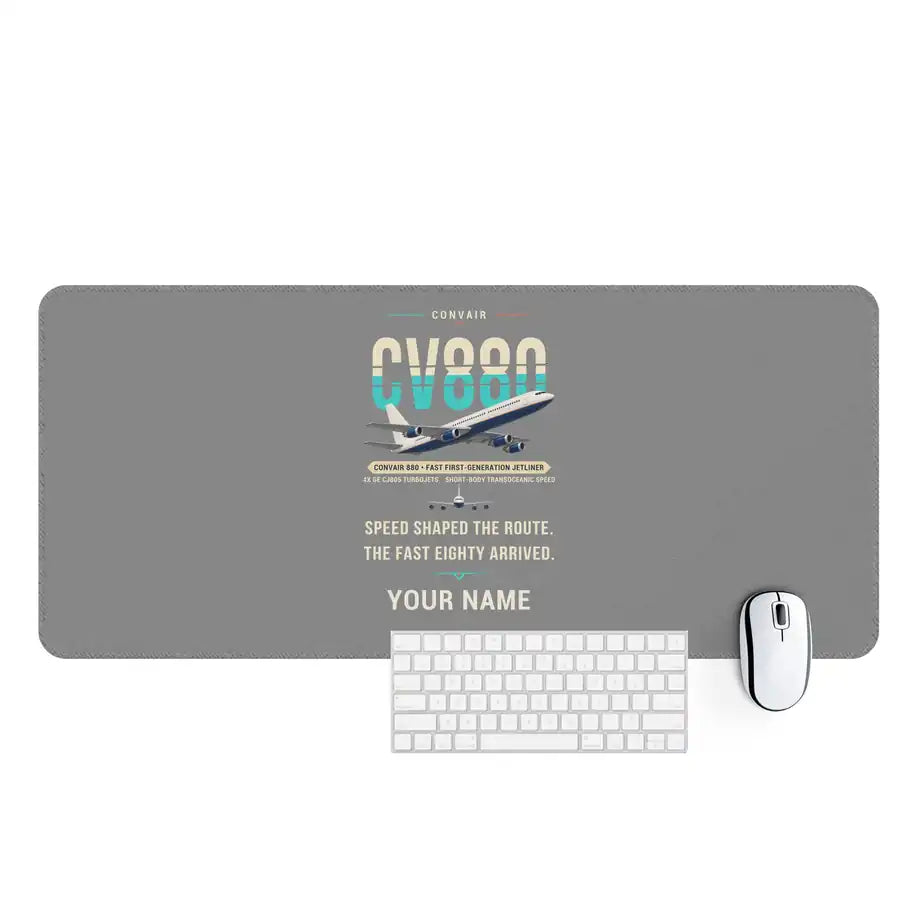 Convair 880 - Original + Name - Desk Mat - Gray