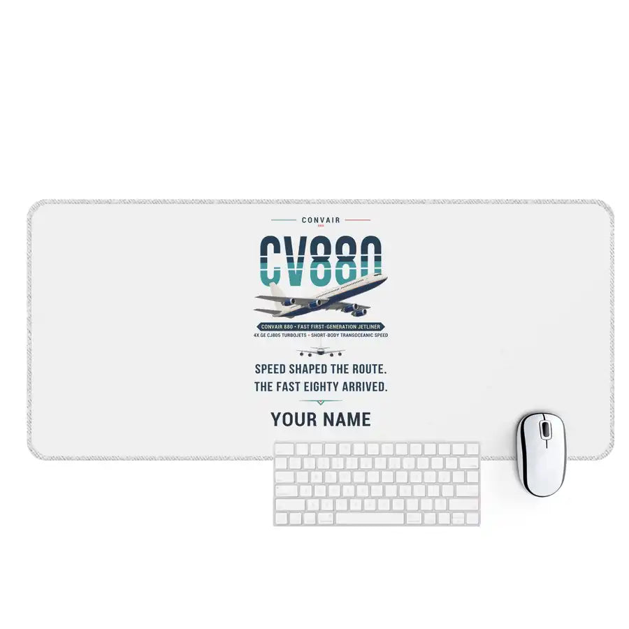 Convair 880 - Original + Name - Desk Mat - White