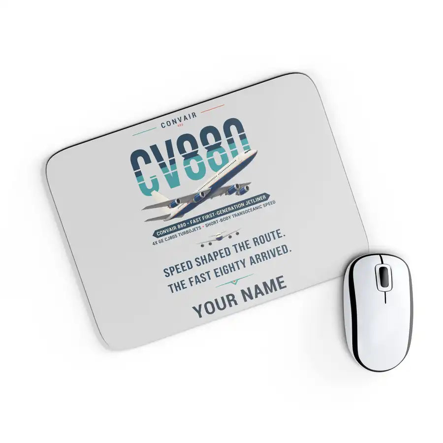 Convair 880 - Original + Name - Mouse Pad - Light Gray