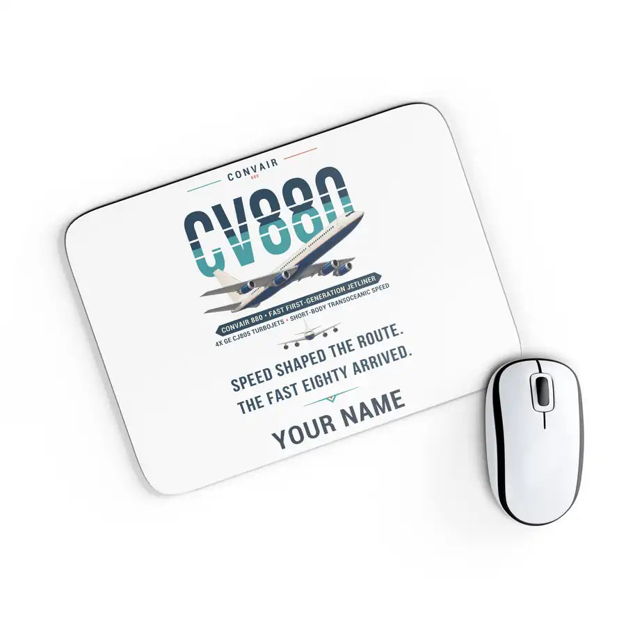 Convair 880 - Original + Name - Mouse Pad - White